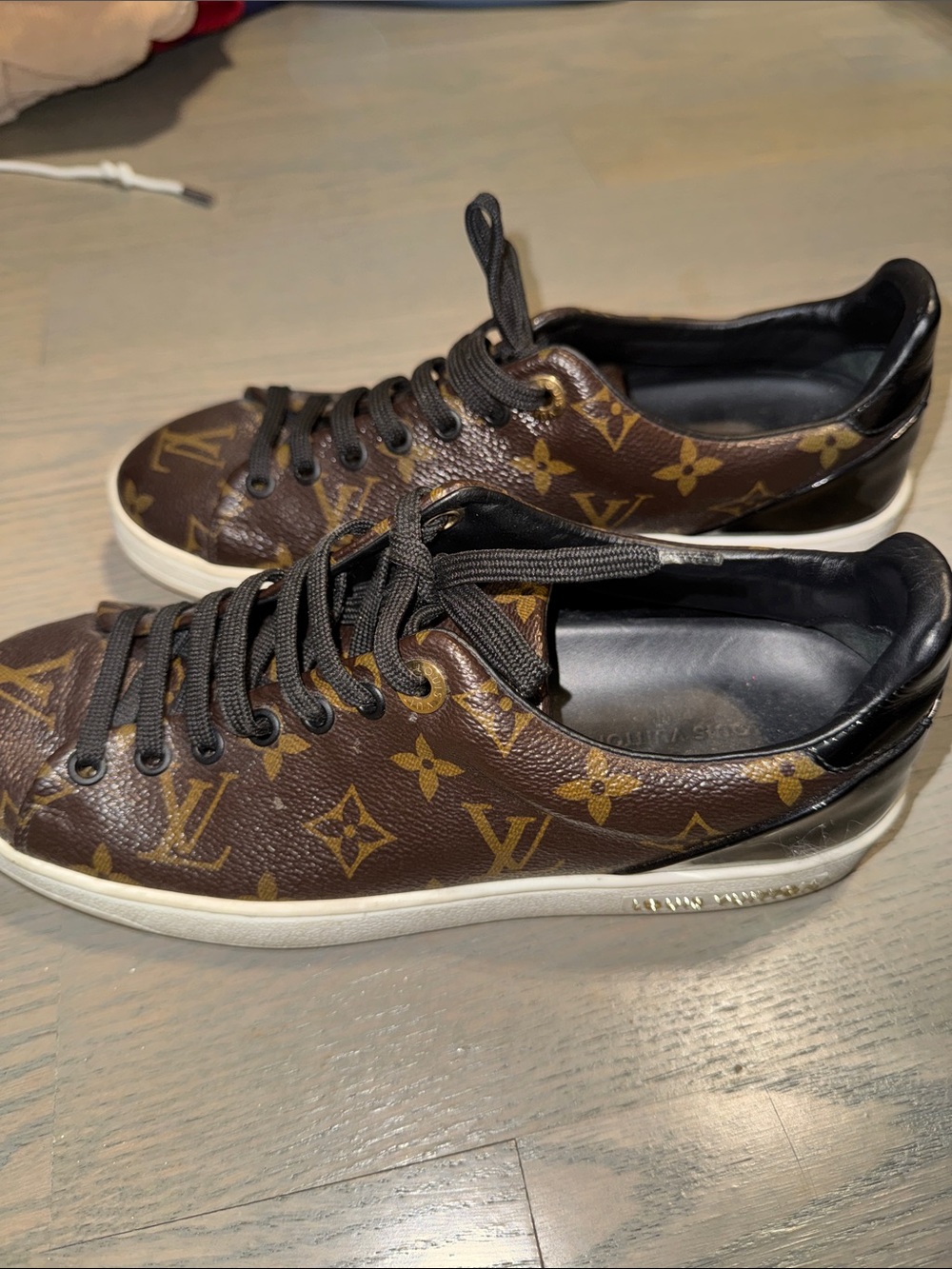 Louis Vuitton Brown Monogram Low-Top Sneakers with Black Accents